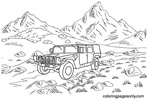 Hummer Car Coloring Page - Free Printable Coloring Pages