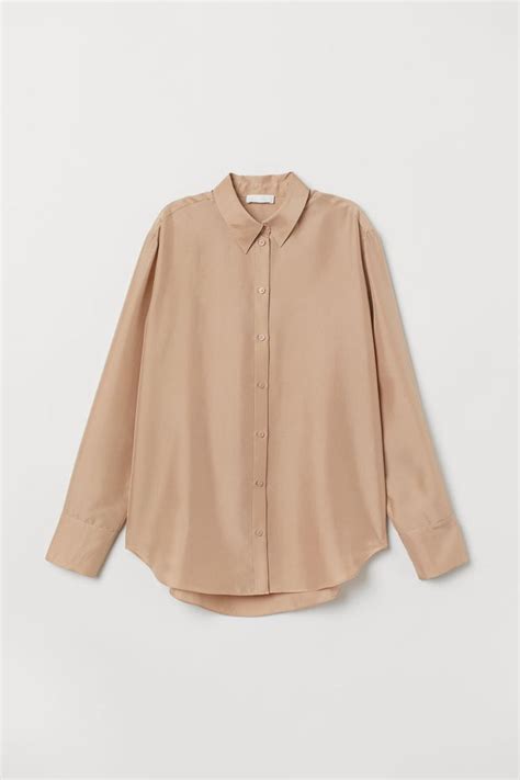 Silk shirt - Light beige - Ladies | H&M GB | Ropa, Camisas de seda ...