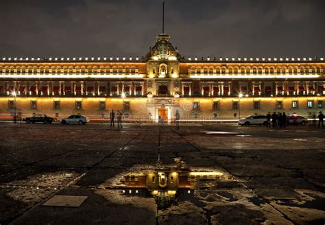 National Palace In Plaza De La Constitucion Of Mexico City At Night ...