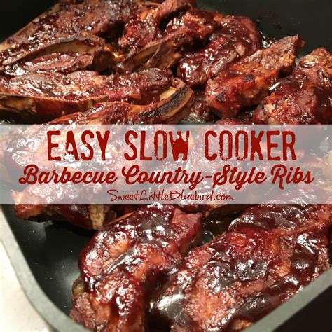 Easy Slow Cooker Barbecue Country-Style Ribs - Sweet Little Bluebird