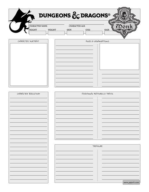 Dungeons & Dragons 5E Monk Character Sheet 2 Sided Digital - Etsy