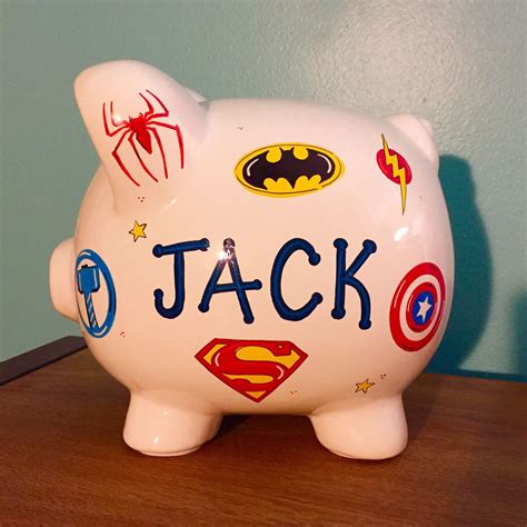 Personalized Super Heroes Piggy Bank | Etsy | Piggy bank, Cute piggy ...