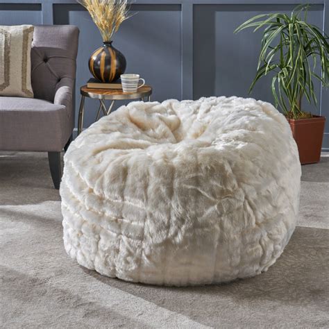 Amori Modern 3 Foot Faux Fur Bean Bag (Cover Only) | Bean bag chair, Bean bag living room, Faux ...