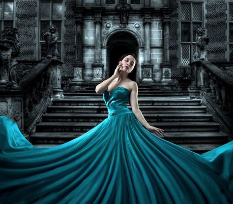 Lady of the manor | Strapless dress formal, Shades of teal, Ball gowns