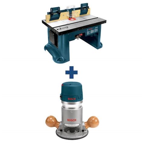 Bosch 15 Amp Corded 27 in. x 18 in. Aluminum Router Table with Bonus 12 Amp Corded 2.25 HP ...