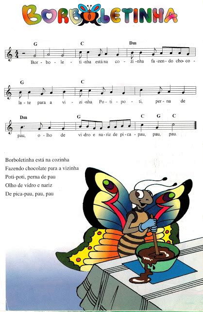 Partituras Musicais: Borboletinha - Coleção Infantil - n.º 930 Music Education Lessons, Music ...