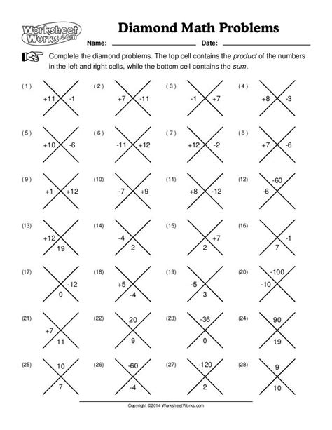 Worksheet works diamond_math_problems_1