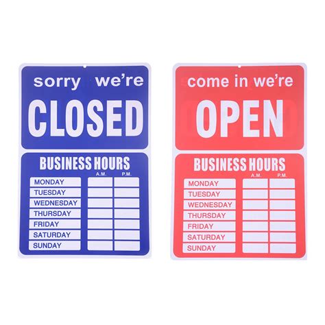 Open Closed Business Hours Sign Board Decorative Plates Store Window ...