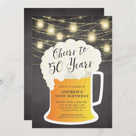 Cheers to 50 Years Birthday Invitation | Zazzle.com