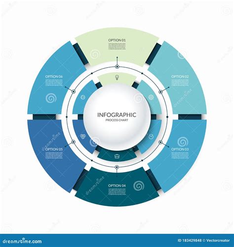 Infographic Circular Chart Divided Into 6 Parts. Step-by Step Cycle Diagram With Six Options ...