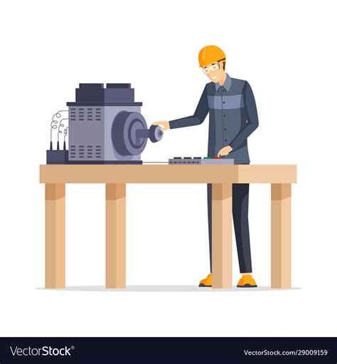 Factory worker flat happy Royalty Free Vector Image