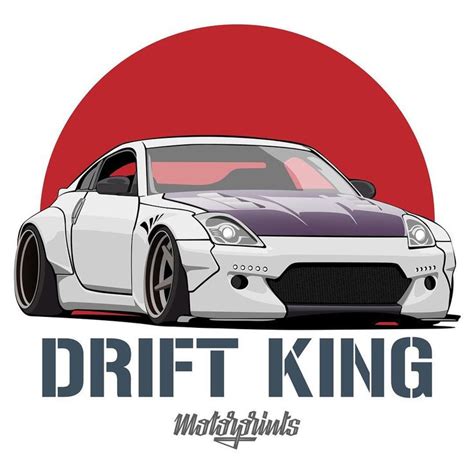 a white sports car with the words drift king on it's front and side