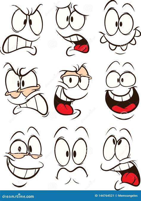 Funny Cartoon Faces with Different Expressions Stock Vector - Illustration of expression ...