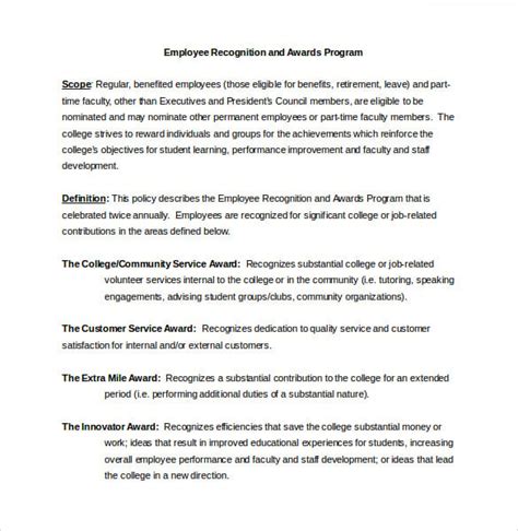 Employee Recognition Awards Template - 12+ Word, PDF, Google Docs, Apple Pages Documents ...