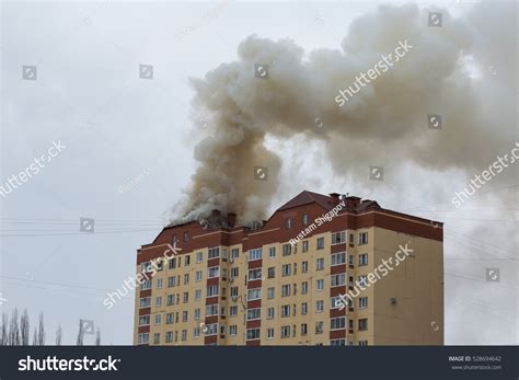 Fire In A High-Rise Building. Stock Photo 528694642 : Shutterstock