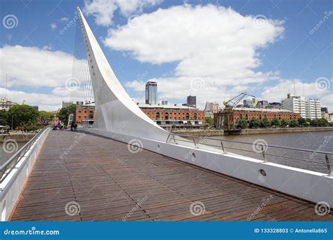 Panorama Of Puerto Madero From The Bridge Over The River Darsena Sur In ...