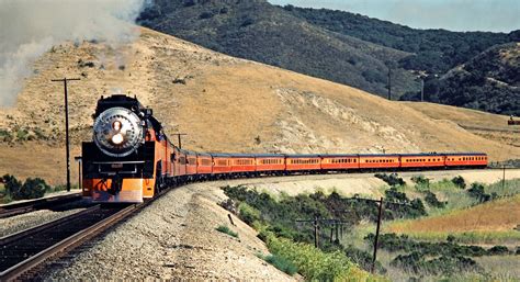 SP, Casmalia, California, 1984 Southern Pacific Railroad passenger train, Daylight, led by steam ...