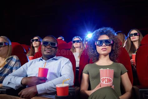 Portrait of International Couple Having Date in Cinema. Stock Photo - Image of couple, happy ...