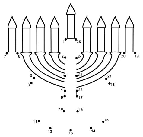 Menorah - Connect the Dots, count by 1's (Hanukkah)