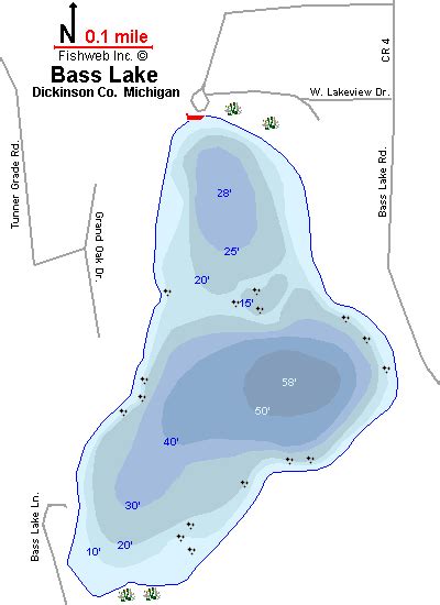 Bass Lake Map Dickinson County Michigan Fishing Michigan Interactive™