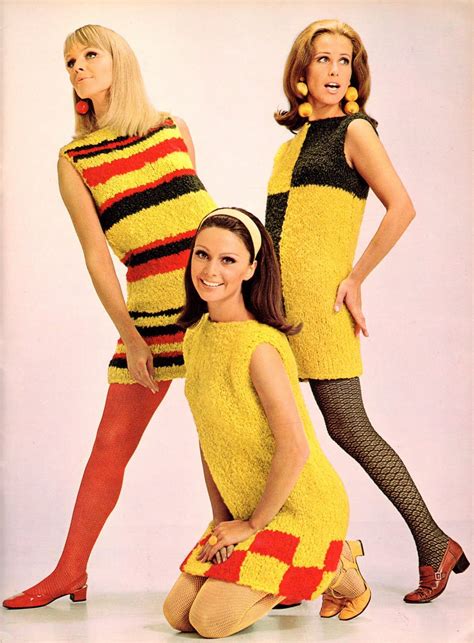 yellow geometry sweater dresses! 1960s. | Sixties fashion, 1960s mod fashion, Mod fashion