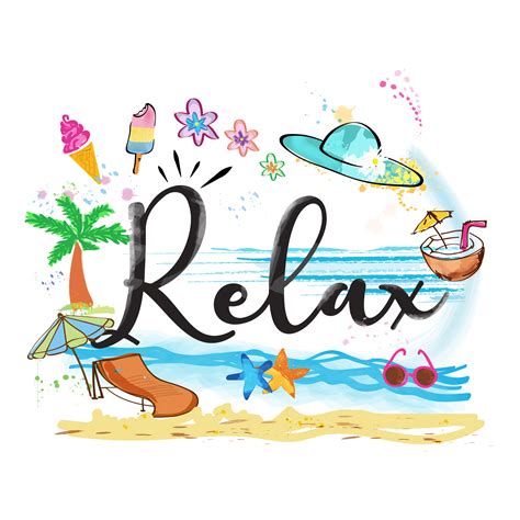 Relax word with summer items 624204 Vector Art at Vecteezy