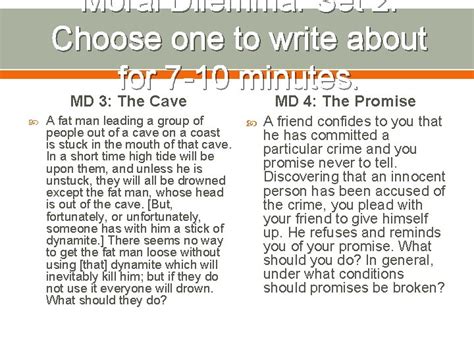 Moral Dilemma Scenarios Whole Class Moral Dilemma Respond