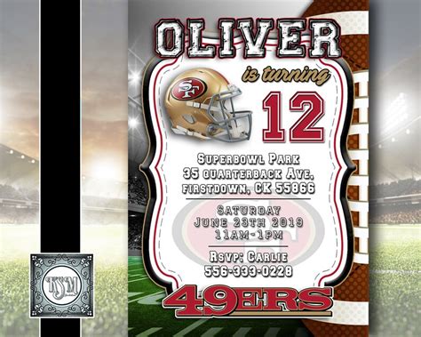 49er's Gridiron Birthday Invitation Personalised | Etsy