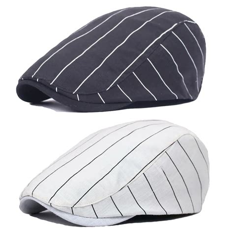 Men Classic Striped Driving Golf Hat Adjustable Casual Newsboy Beret Cap HATCS0314-in Men's ...