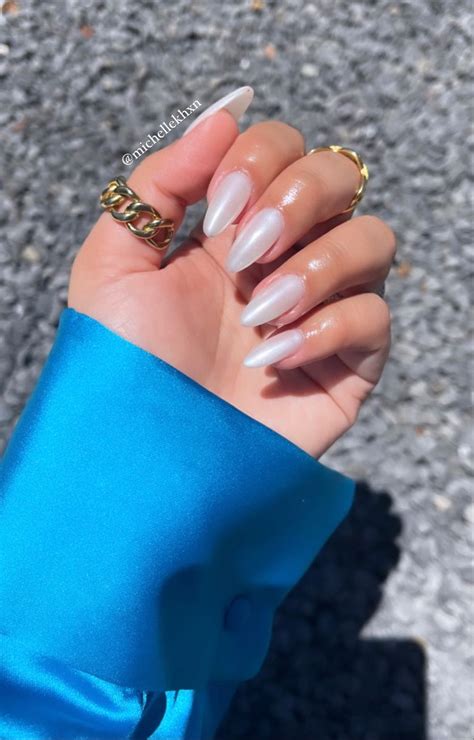 A recreation of a nail design from a celebrity named Hailey Bieber ...