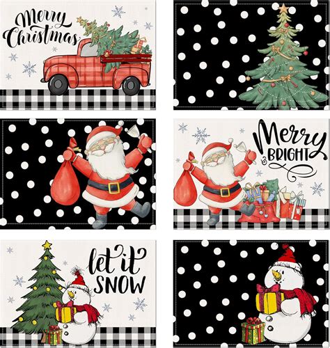 Amazon.com: Christmas Placemats Set of 6- Place Mats Indoor with ...