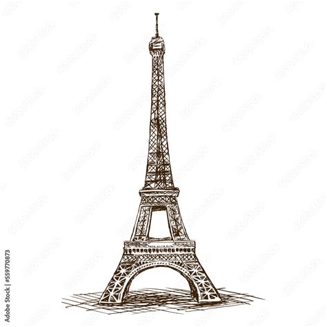 Eiffel Tower hand drawn sketch style PNG illustration with transparent background Stock ...