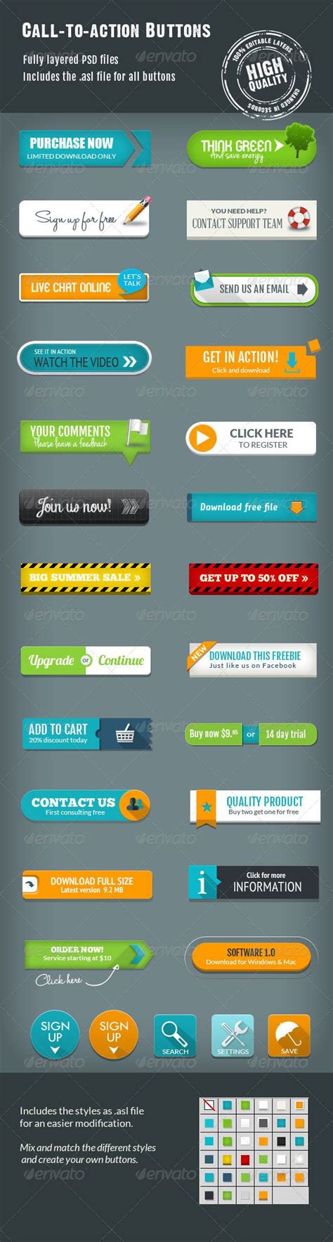 Call-To-Action Buttons Vol.III - Buttons Web Elements | Call to action, Web design tips, Web design