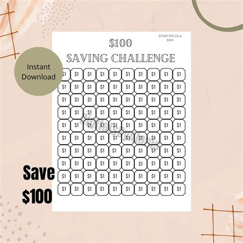 1 Dollar Bill Challenge Printable 100 Savings Challenge - Etsy