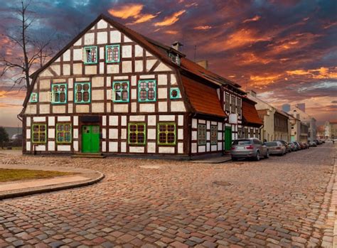 Premium Photo | Old houses in the paved street of the old town of ...