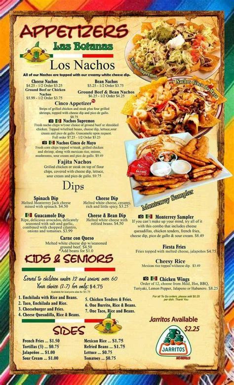 Menu at Monterrey Mexican Restaurant, Cherokee