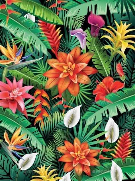 Background From Tropical Flowers | Tropical painting, Tropical art, Tropical flowers