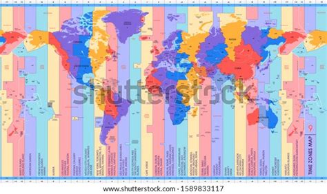 High Detail World Map Time Zones Stock Vector (Royalty Free) 1589833117 | Shutterstock