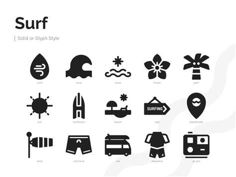 Surf Icons (Glyph) | Surfing, Glyphs, Icon