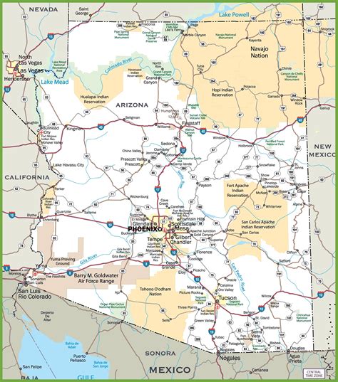 Detailed Map Of Arizona