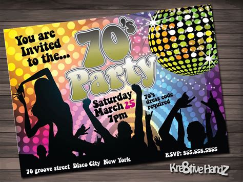 70's party invitation personalized printable 70's | Etsy | Party invitations, Printable ...