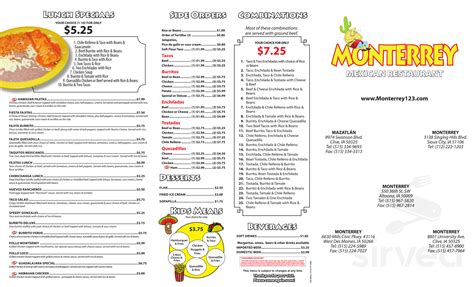 Monterrey Mexican Restaurant menu in Altoona, Iowa, USA