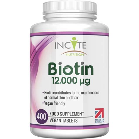 Biotin Hair Growth Supplement 12,000mcg - 400 Tiny 6mm Tablets (Full Year Plus Supply) - Biotin ...