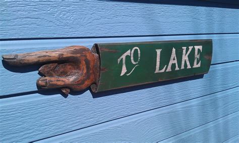 Hand Crafted Vintage Wood TO LAKE Sign | Etsy | Vintage wood signs, Lake signs, Hand carved wood ...