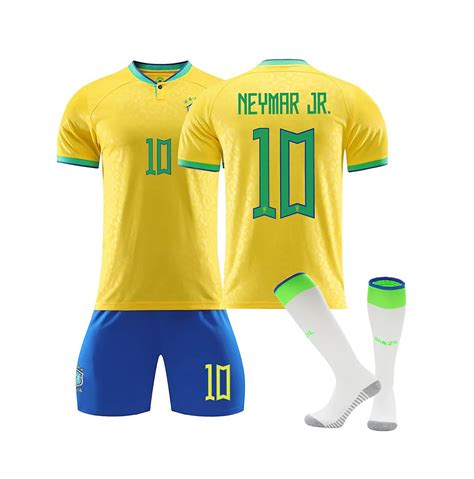 Buy UYETPOY New 2022-2023 Brazil Neymar JR 10# Kids Youth Home Soccer Jersey (7-8Y/22, Brazil ...