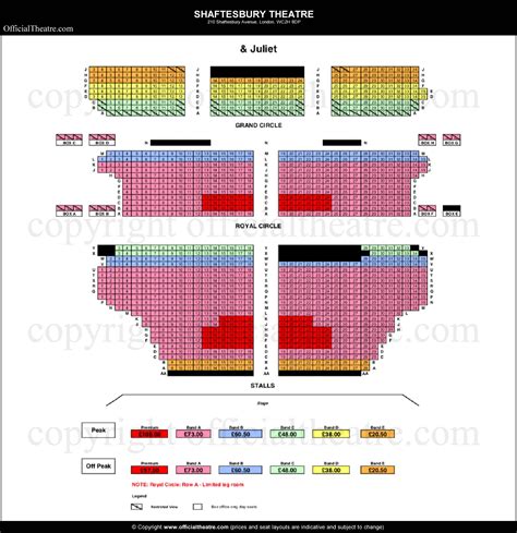 Shaftesbury Theatre London seat map and prices for Mrs. Doubtfire