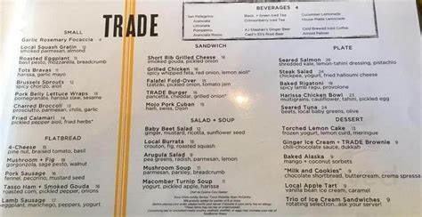 Trade menu in Boston, Massachusetts, USA