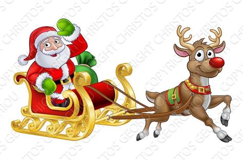 Santa Sleigh Christmas Cartoon | Christmas cartoons, Christmas sleigh, Christmas reindeer