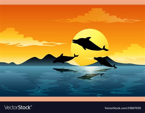 Outdoor nature silhouette sunset scene Royalty Free Vector