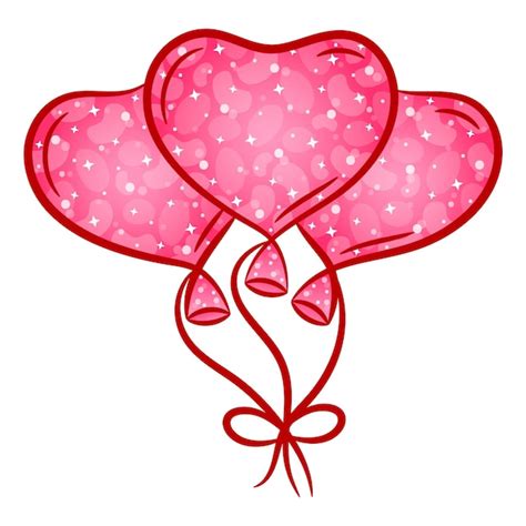 Premium Vector | Valentine flying big hearts balloons drawing sticker